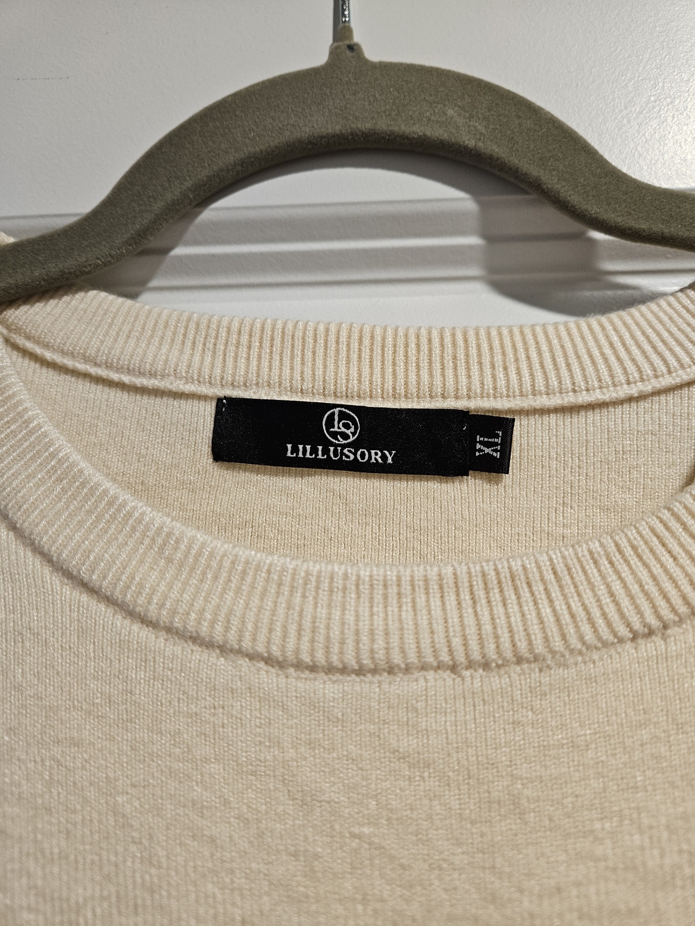 Cream Two-Piece Knit Top and Wide Leg Pant Set with Black Trim - Picture 3 of 8